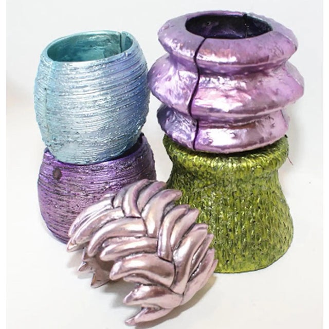 Mary Oros Extra-Wide Purple Acrylic Resin Link Bracelet For Sale - Image 10 of 10