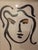 An original minimalist silkscreen/drawing titled "Face" or "Head of a Woman" (often cataloged in vintage art circles as...