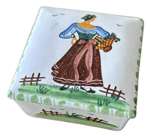 Vintage Italian Ceramic Hand-Painted Lidded Trinket Box