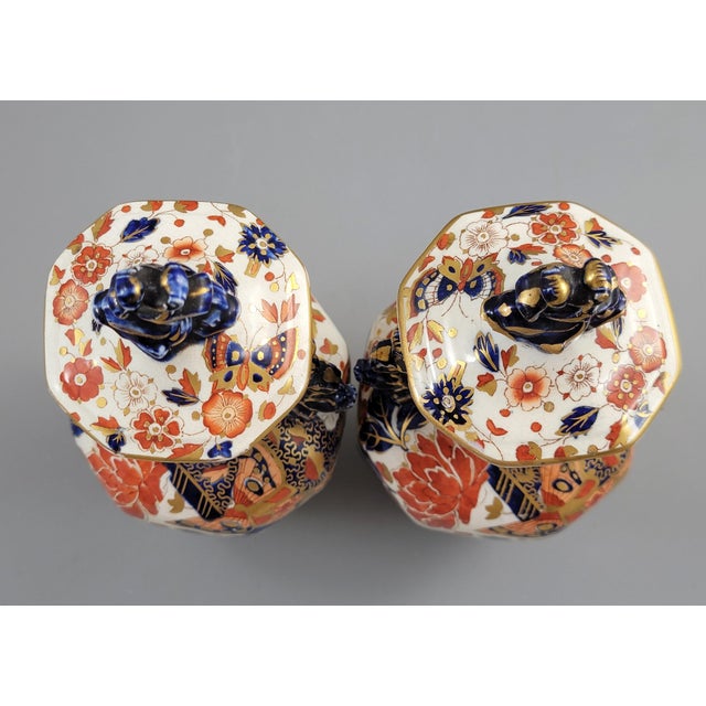 Porcelain Lidded Vases from Ridgways Derby, England, 1891-1910, Set of 2 For Sale - Image 3 of 11