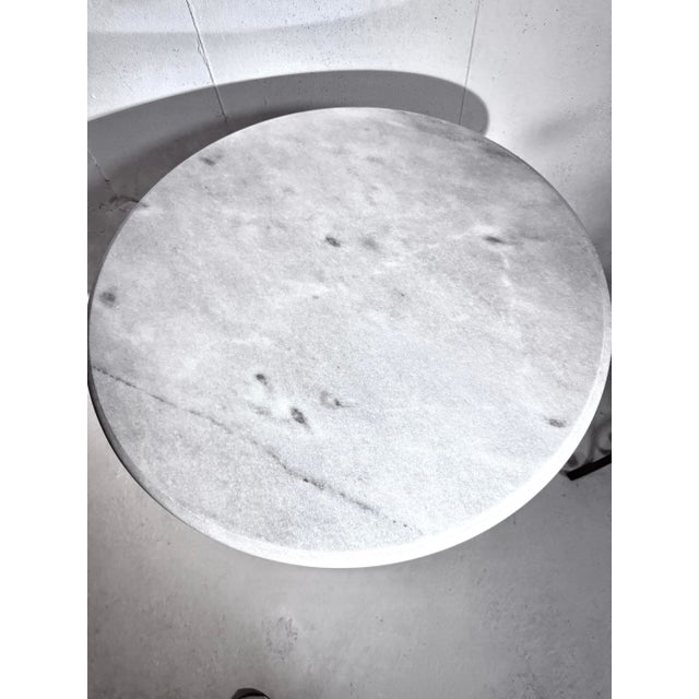 Victorian Vintage English Victorian Cast Iron Table With Marble Top For Sale - Image 3 of 6