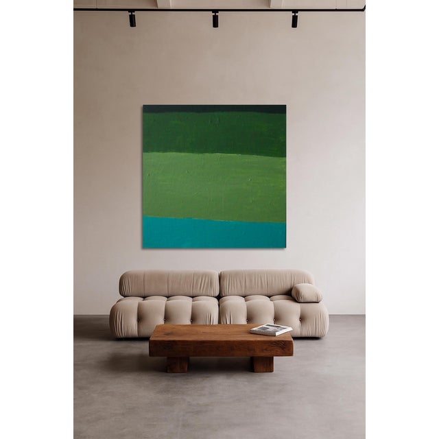 Forest Green Bodasca, Minimalist Abstract Green Softness, 2026, Acrylic on Canvas For Sale - Image 8 of 15