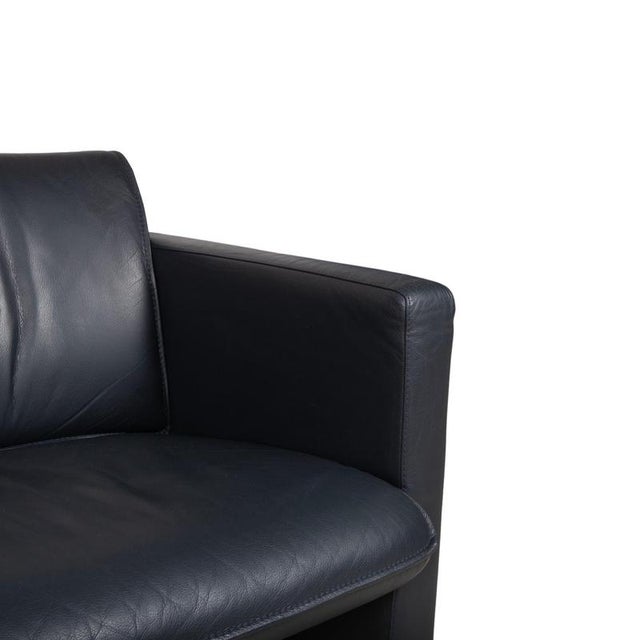 Modern Dark Blue Leather 3-Seater Sofa from Leolux For Sale - Image 3 of 12
