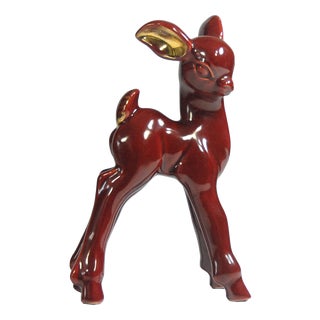 Art Deco Belgian Ceramic Dear Figurine, 1930s For Sale