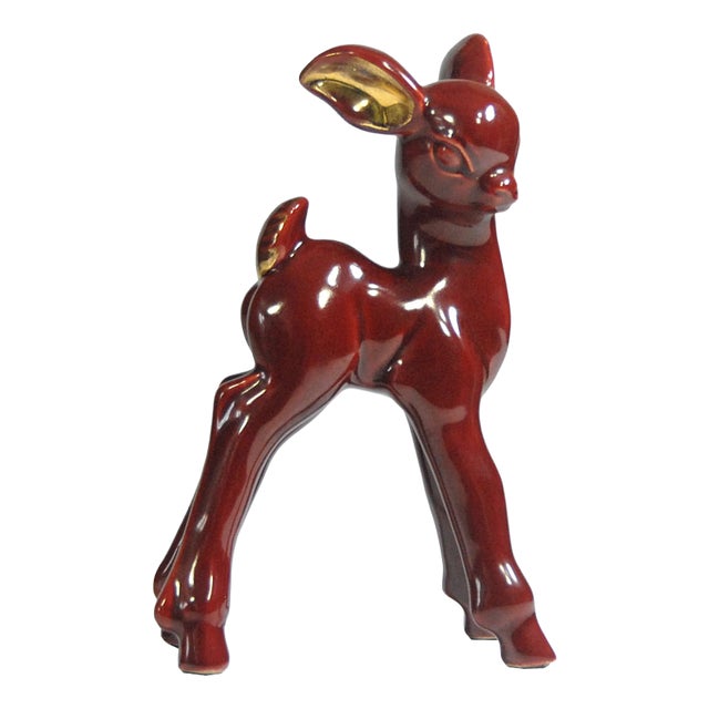 Art Deco Belgian Ceramic Dear Figurine, 1930s For Sale