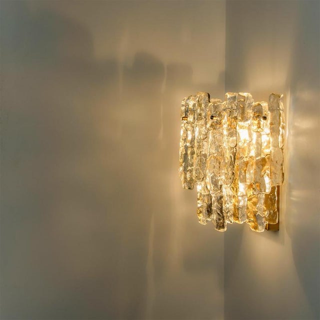 Ice Glass Wall Lights attributed to J. T. Kalmar for Kalmar, 1970s For Sale - Image 12 of 18