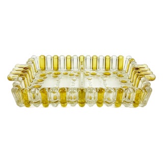 Vintage Bolero Crystal Plate in Yellow and Clear Glass by Walther Glass, 1970s For Sale