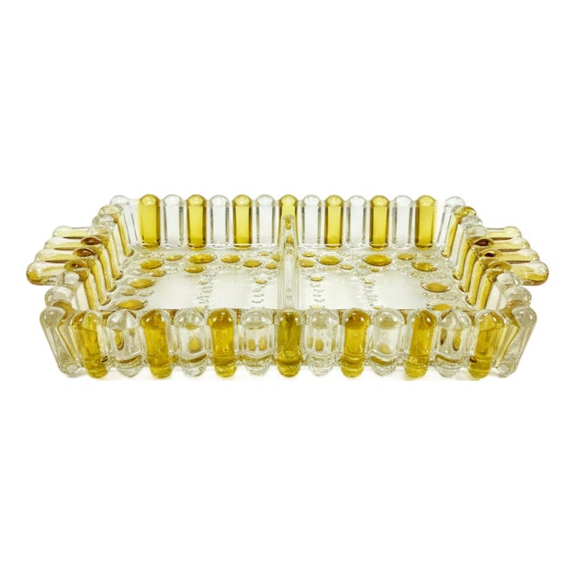 Vintage Bolero Crystal Plate in Yellow and Clear Glass by Walther Glass, 1970s For Sale