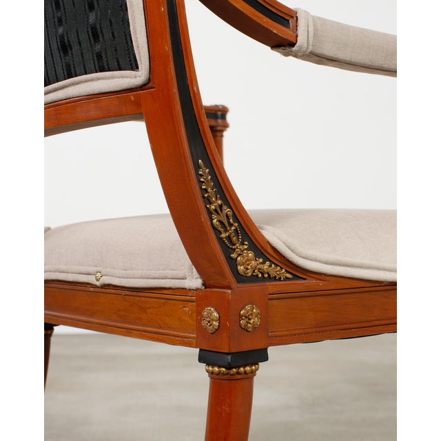Set of Six French Directoire Style Dining Chairs Bronze Accents For Sale - Image 14 of 18