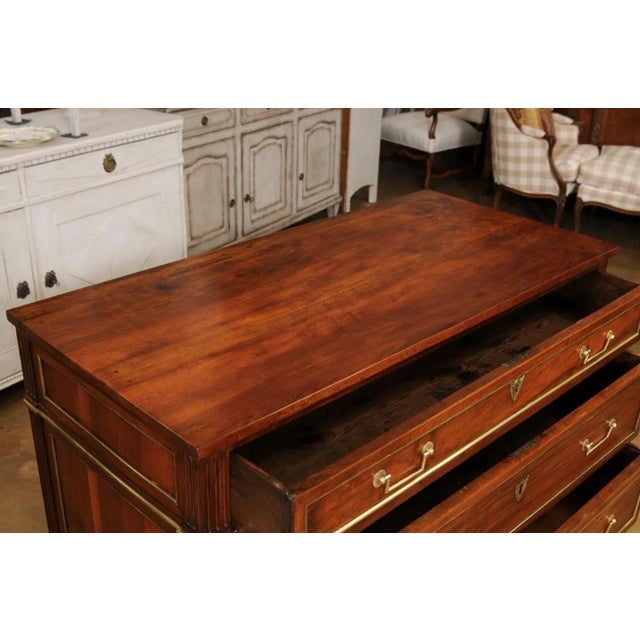 French Louis XVI Style 1890s Commode with Graduated Drawers and Brass Hardware For Sale - Image 10 of 13