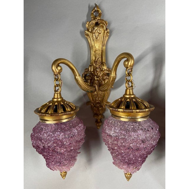 1980s French Louis XVI Gold Bronze Crystal Wall Lamps /Sconces-Pair For Sale - Image 6 of 15