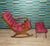 Mid-Century Modern Set of Vintage Lounge Rocking Chair and Ottoman, 1970s For Sale - Image 3 of 10