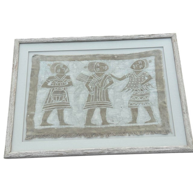 Framed Vintage African Korhogo Mud Cloth Painting For Sale In Phoenix - Image 6 of 7