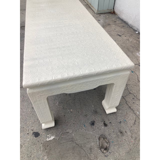 Karl Springer Linen Wrapped Elongated Chinoiserie Coffee Table For Sale In Los Angeles - Image 6 of 13