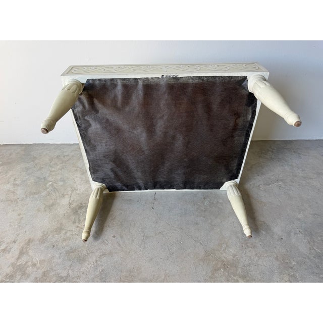 Vintage Louis XVI Style Cream Upholstered Ottoman For Sale - Image 9 of 9