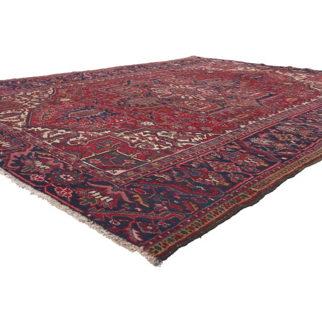 78157 Vintage Persian Heriz Rug, 08'00 x 10'05. Warm and inviting with a timeless style, this vintage Persian Heriz rug...