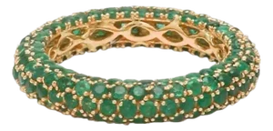 Natural 4.17 cts zambian emerald band ring in 18k gold