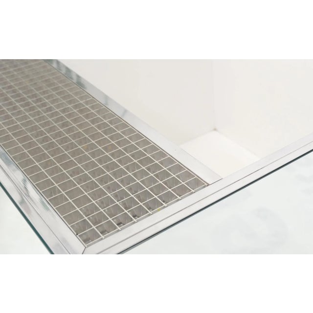 Pair of Very Fine Mirrored Box Planters Lights Stainless Steel Cases For Sale - Image 11 of 13