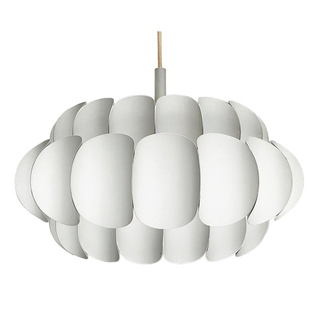 Mid-Century Swiss White Metal Pendant Lamp by H. Zender for Temde, 1960s For Sale