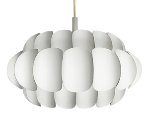 Mid-Century Swiss White Metal Pendant Lamp by H. Zender for Temde, 1960s