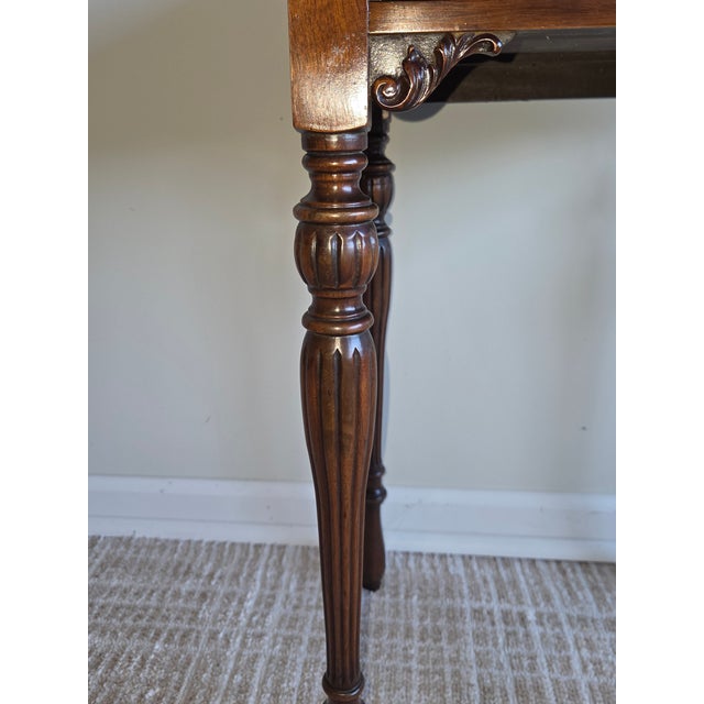 Sheraton Style Mahogany One-Drawer Stand With Burlwood Drawer Front For Sale In Washington DC - Image 6 of 10
