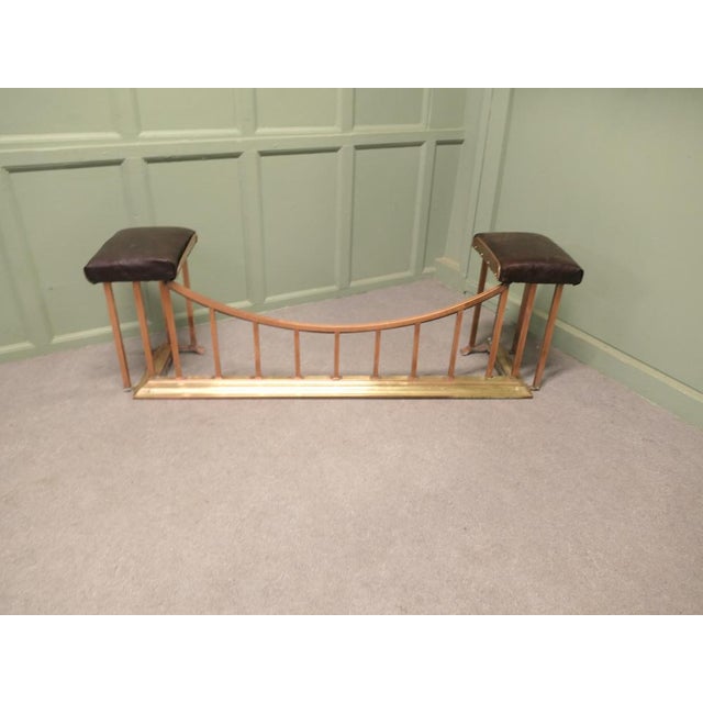 Copper and Brass Club Fender with Leather For Sale - Image 5 of 9