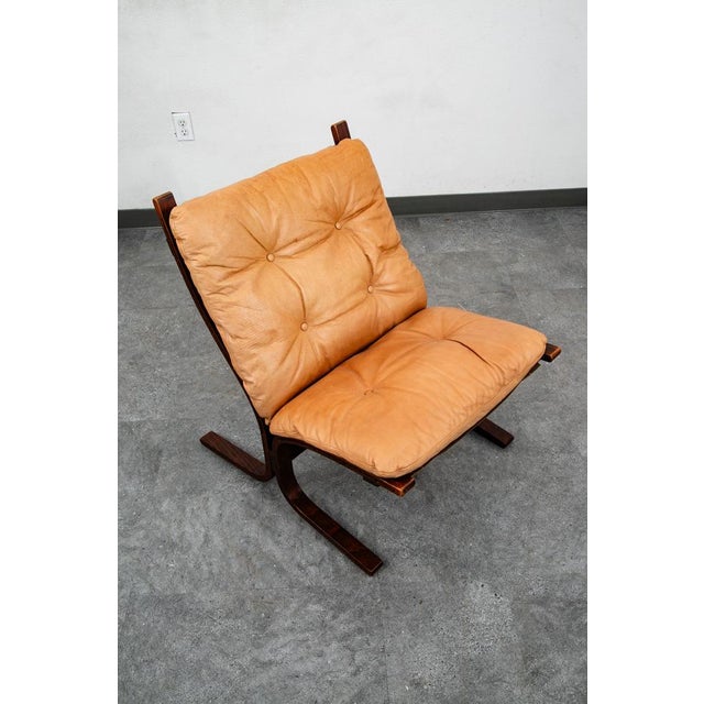 Mid Century Danish Modern Lounge Chair Tan Leather Attributed to Ingmar Relling Westnofa MCM For Sale - Image 9 of 12