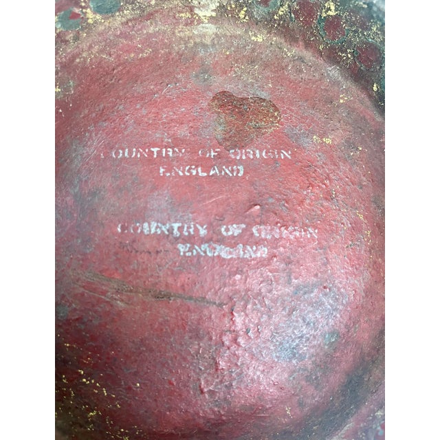 19th-Century English Antique Georgian Red Leather Hand-Decorated Armorial Shield Fire Bucket For Sale - Image 9 of 9