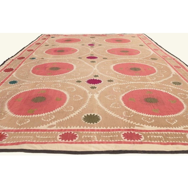 Traditional Antique Uzbek Samarkand Suzani Tapestry, 08'01 X 11'11 For Sale - Image 3 of 10