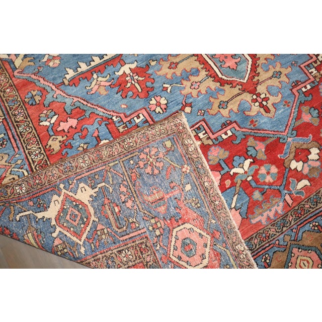 Blue Early 20th Century Antique Zabihi Collection Persian Heriz Rug - 9'2" x 13' For Sale - Image 8 of 12