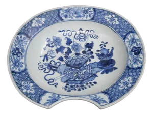 18th Century Qianlong Chinese Blue and White Porcelain Barber Dish