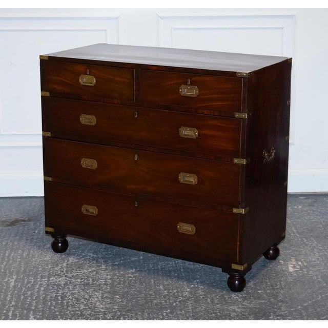 Victorian Military Campaign Chest of Graduated Drawers For Sale - Image 3 of 18