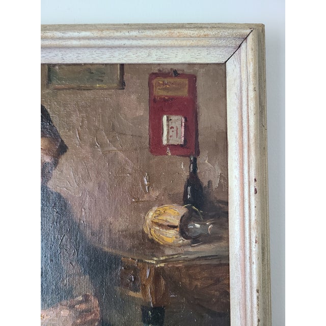 Edwardo Scognamiglio Antique Oil Painting Portrait of a Peasant For Sale - Image 9 of 14