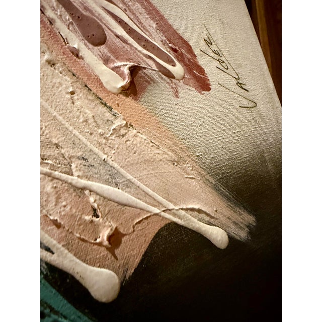 1980s Large Vintage Mid-Century Modern Abstract 36x24 Original Impasto Painting by Valdez For Sale - Image 5 of 12
