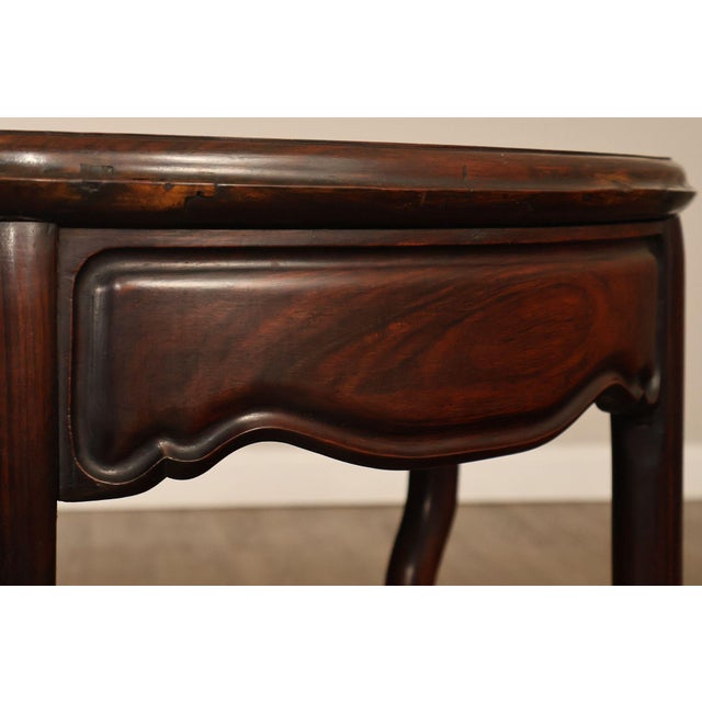Brown Asian Style Demilune Marble Top Side Table With Tiered Shelves For Sale - Image 8 of 18