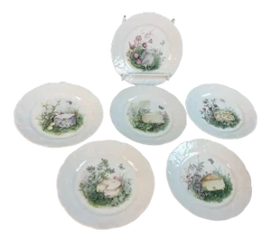 1970s Vintage CNP France Cheese Serving Plates- Set of 6