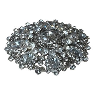 Vintage Silver Rhinestone Belt Buckle For Sale