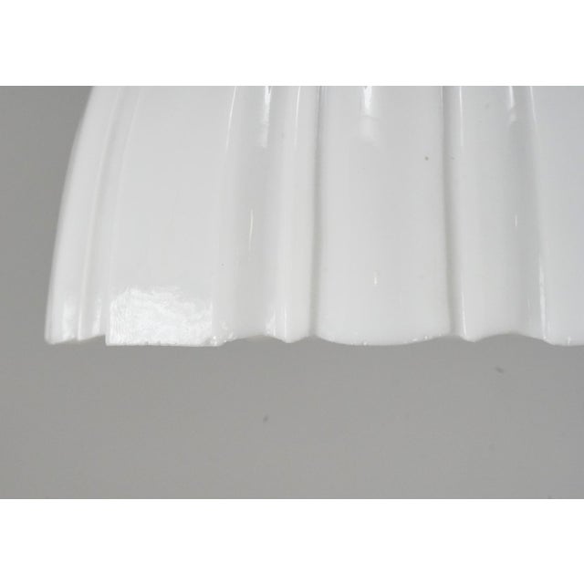 Early 20th Century Traditional White Milk Glass Brass Pole Pendant Light - Restored For Sale - Image 4 of 6