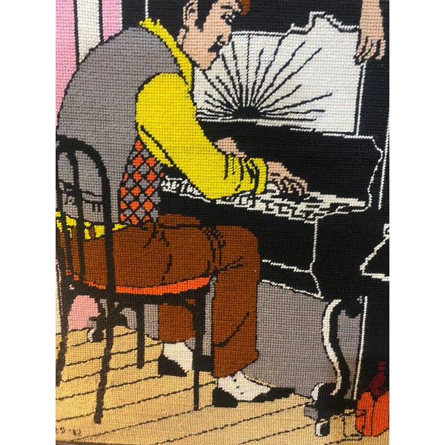 Textile Vintage Art Deco Style Needlepoint For Sale - Image 7 of 9