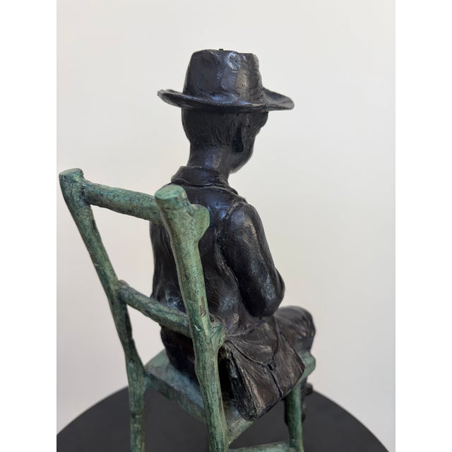 Maitland-Smith Verdigris Bronze Flute Boy Sculpture For Sale - Image 9 of 15