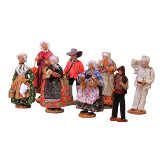 Set of Eight Mid-Century French Santons From Provence For Sale