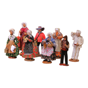 Set of Eight Mid-Century French Santons From Provence