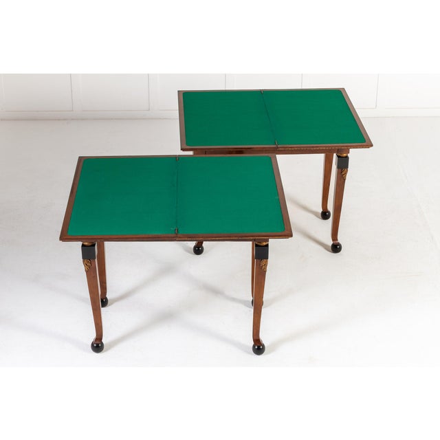 Antique Italian Walnut Card Tables, 1800s, Set of 2 For Sale - Image 3 of 11