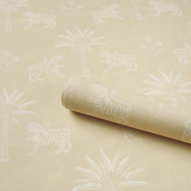 Schumacher Schumacher Tiger Palm Silhouette Wallcovering In Mistral Sand For Sale - Image 4 of 5