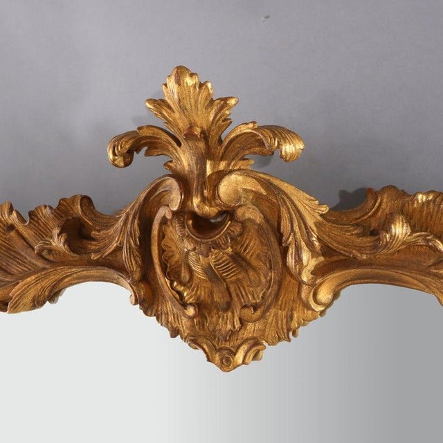 Large 58" French Louis XIV Foliate Carved Gilt Wood Triptych Mantle Mirror C1890 For Sale - Image 6 of 8