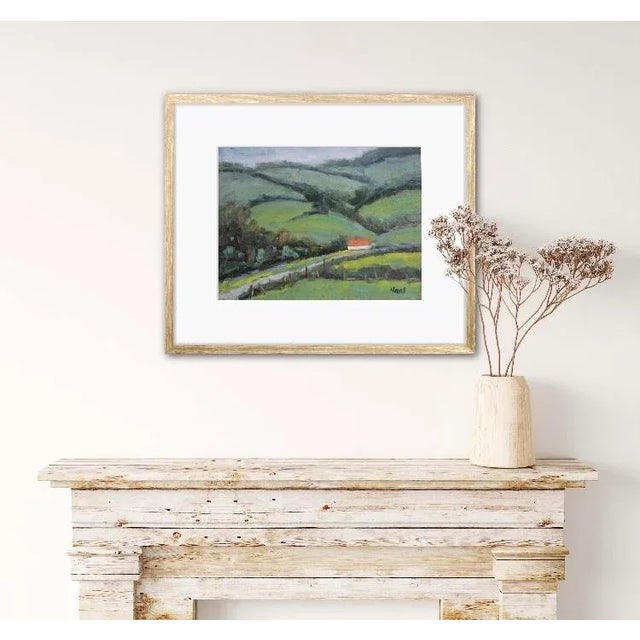 Wood Quiet Places & Journeys — White Barn With Red Roof (Original Oil Landscape) For Sale - Image 7 of 12