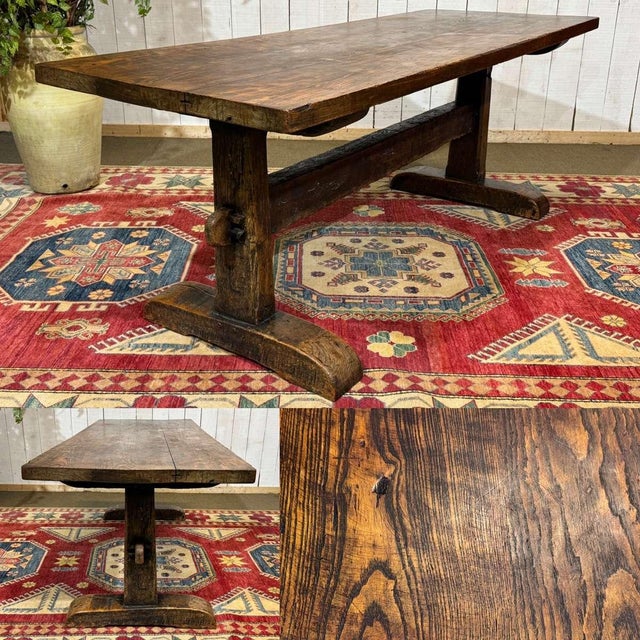 19th century English monastery oak table - L=1.98m W=75cm H=75cm - dismountable