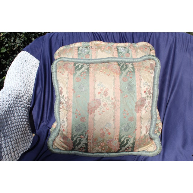 Vintage Mid-Century Italian Traditional Floral Print Pillows - a Pair For Sale - Image 4 of 4