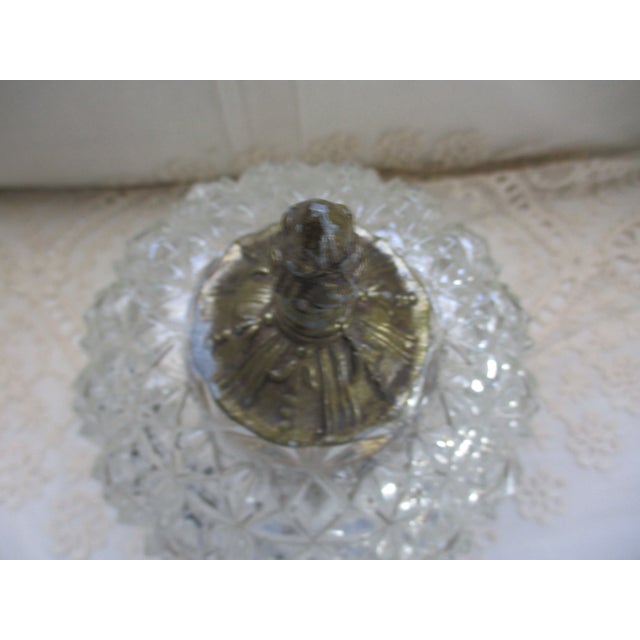 Vintage L & S Fixtures Hollywood Regency Diamond Cut Crystal Flush Mount 10" Ceiling Light For Sale - Image 4 of 8