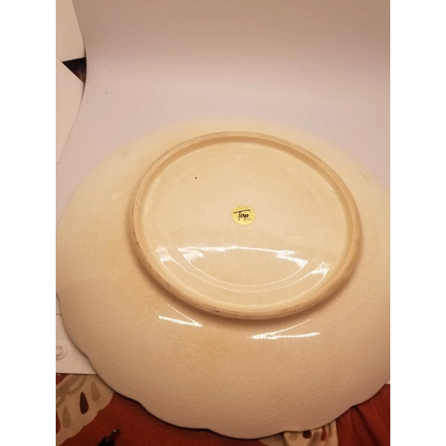 Toyo Vintage Sun/Toyo Ceramic Pink Blue Floral Stripe Asian Chinoiserie DecorativePlate For Sale - Image 4 of 6